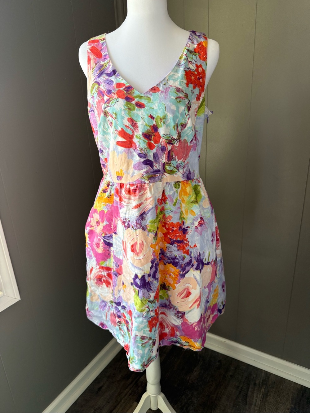 new directions Floral V-Neck Multicolor Sundress